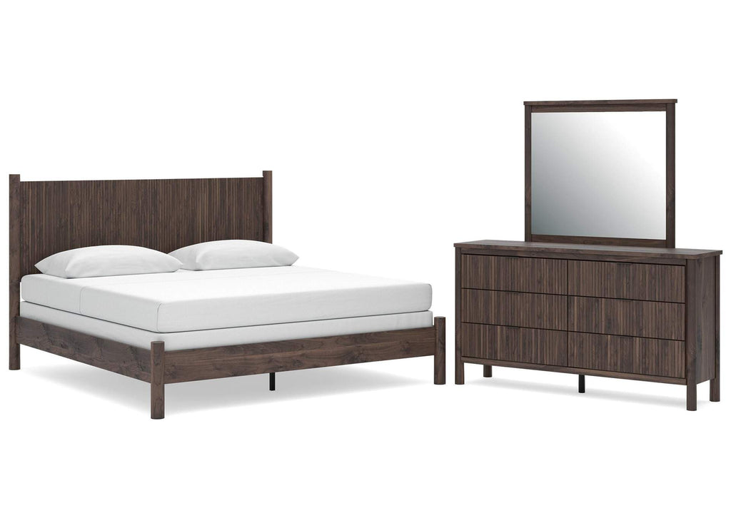 Cadmori King Panel Bed, Dresser and Mirror