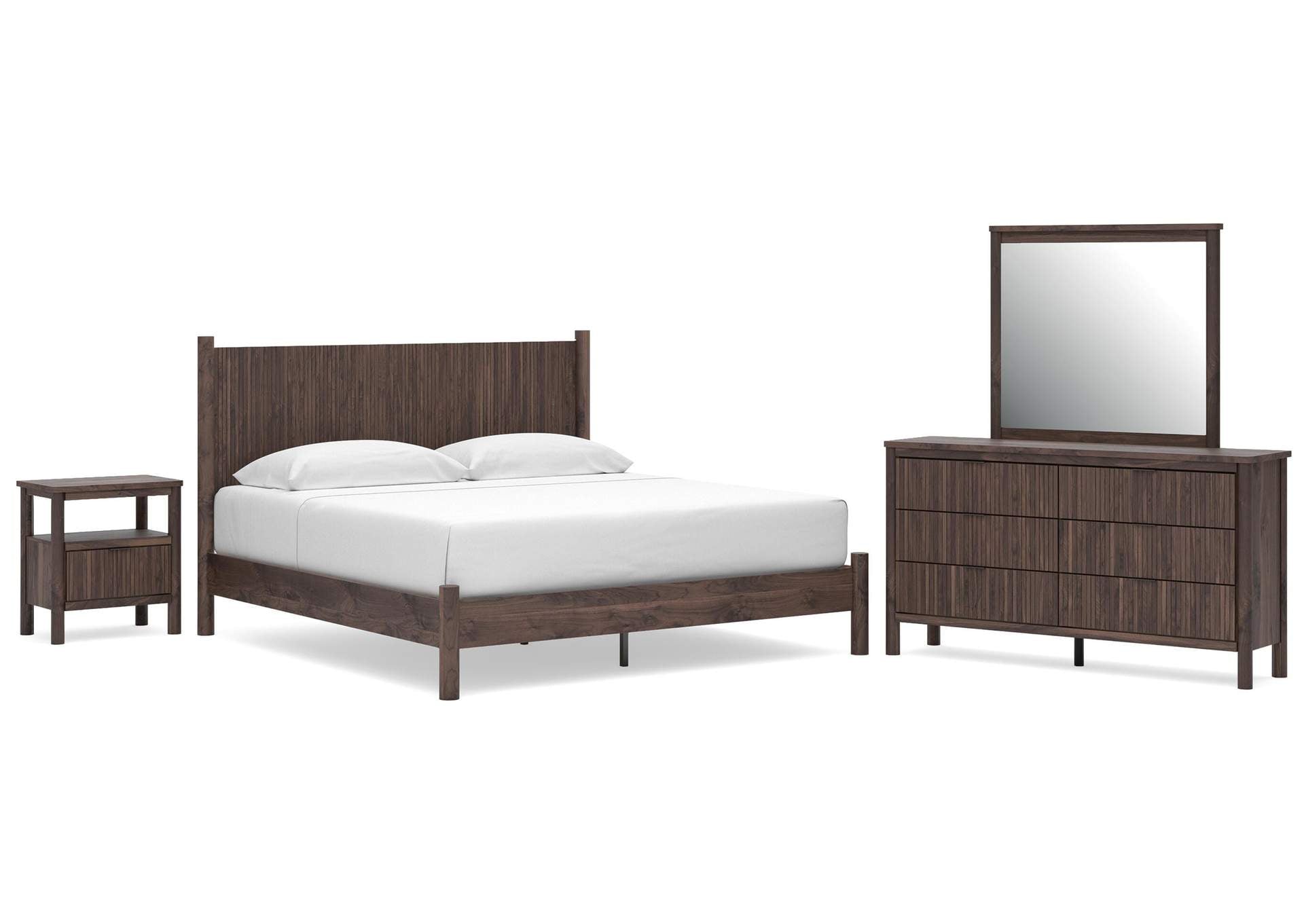 Cadmori King Panel Platform Bed, Dresser and Nightstand
