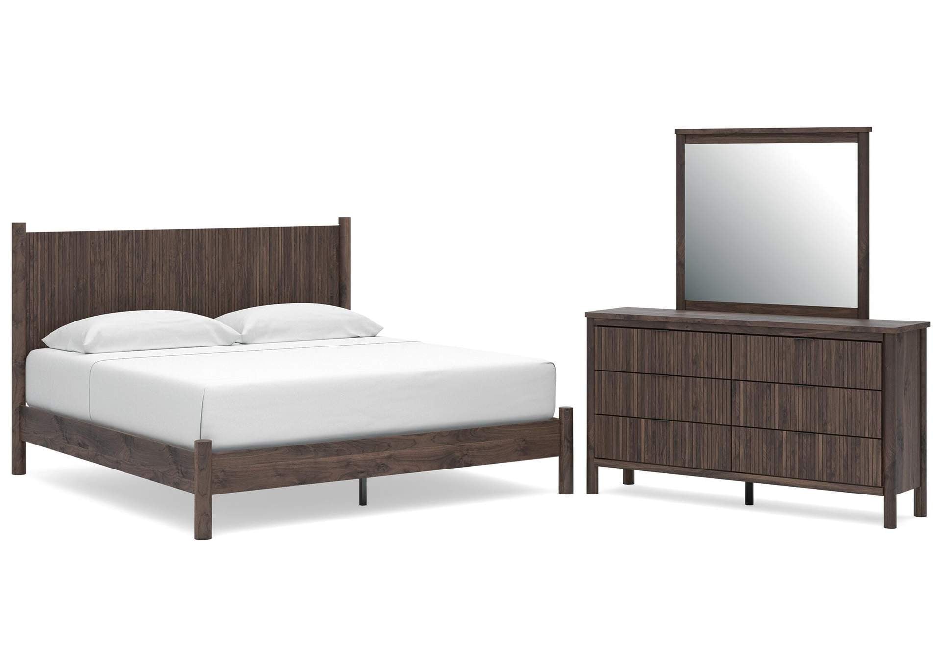 Cadmori King Panel Platform Bed, Dresser and Mirror