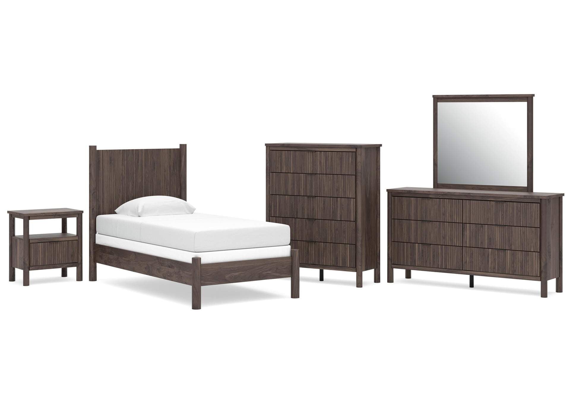 Cadmori Twin Panel Bed, Dresser, Mirror, Chest and Nightstand