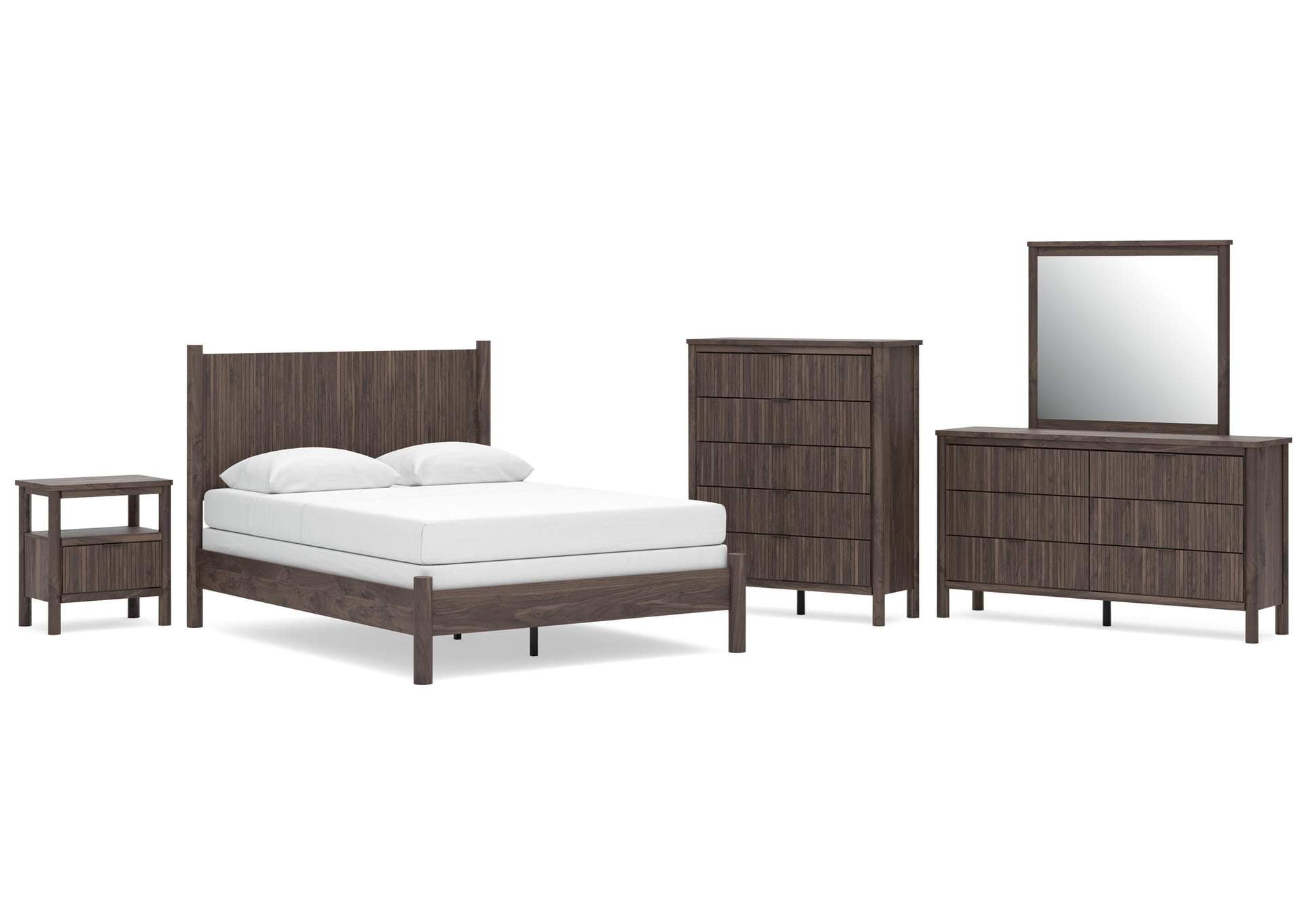 Cadmori Queen Panel Bed, Dresser, Mirror, Chest and Nightstand