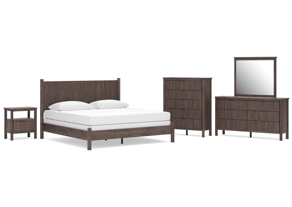 Cadmori King Panel Bed, Dresser, Mirror, Chest and Nightstand