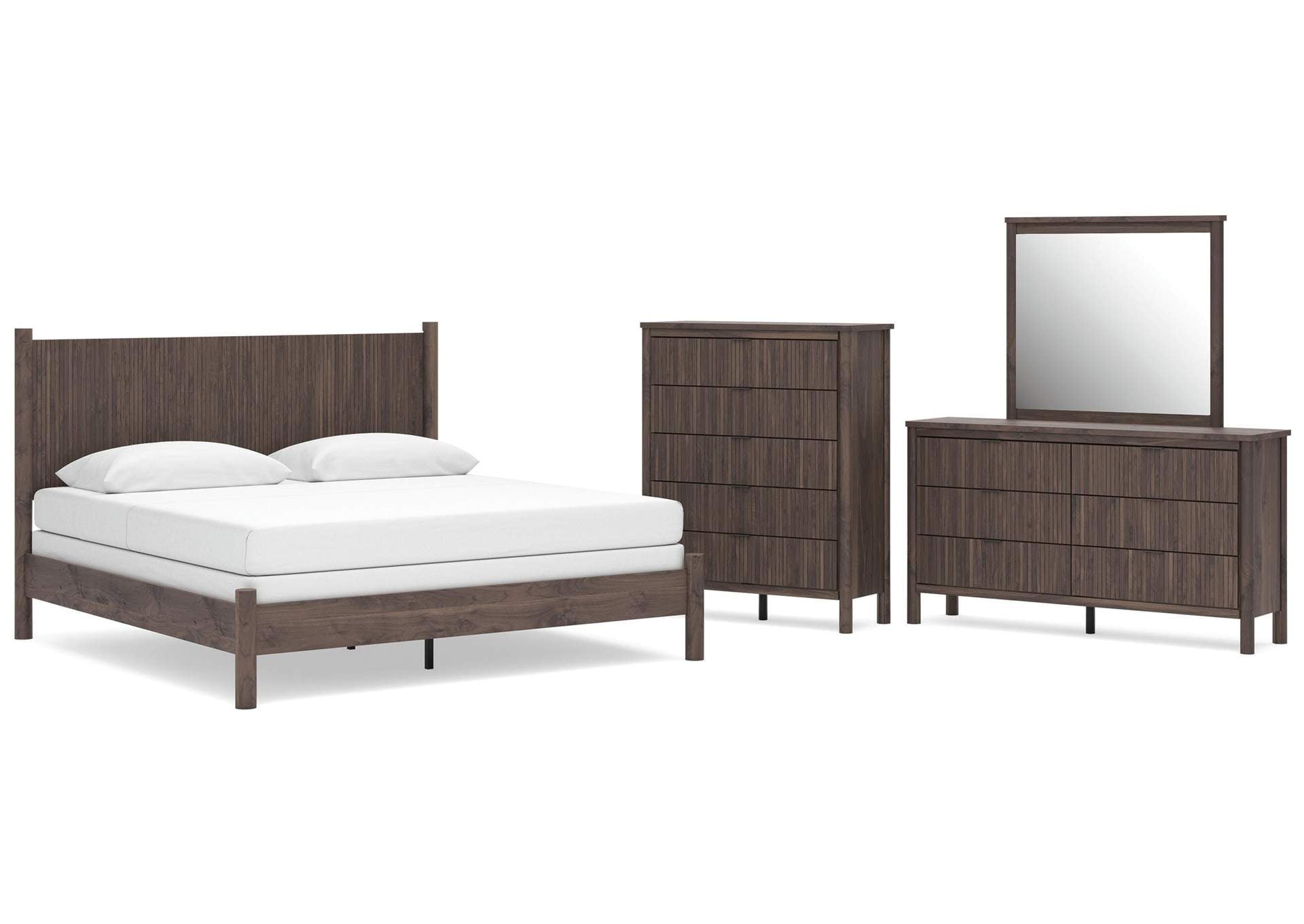 Cadmori King Panel Bed, Dresser, Mirror and Chest