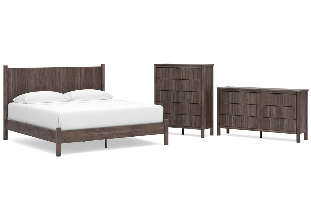 Cadmori King Panel Platform Bed, Dresser and Chest