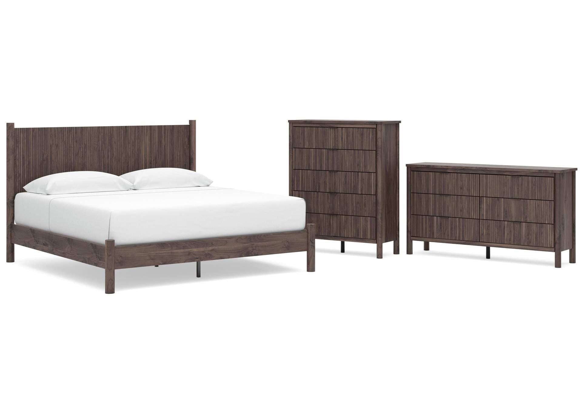 Cadmori King Panel Platform Bed, Dresser and Chest