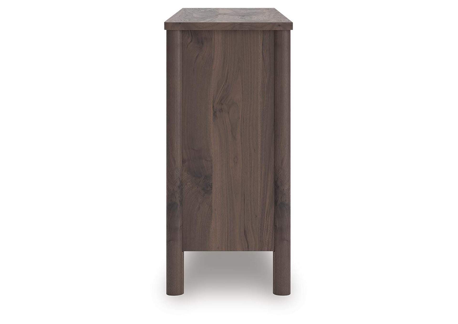 Cadmori Queen Upholstered Panel Bed, Dresser and Chest side view