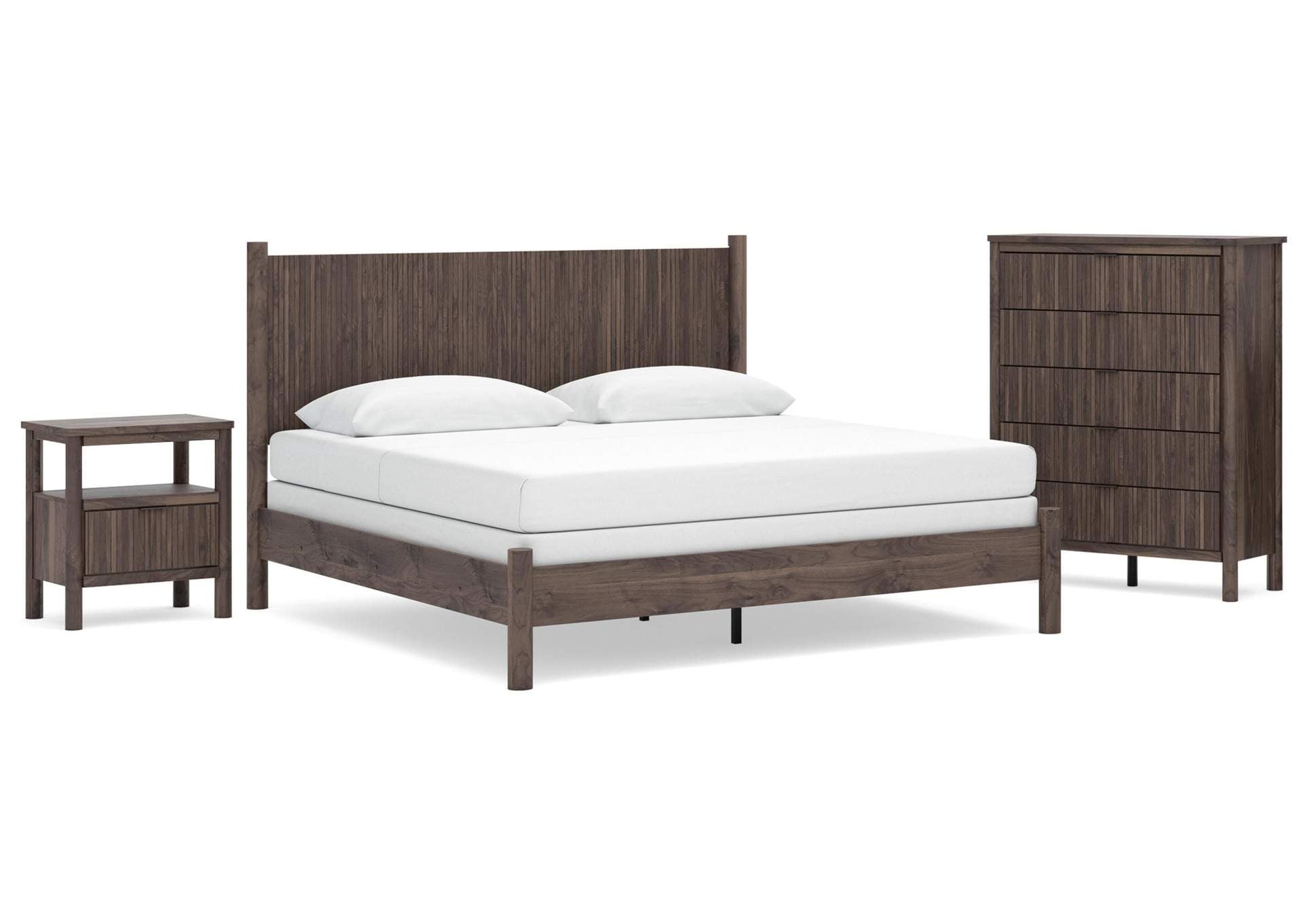 Cadmori King Panel Bed, Chest and Nightstand