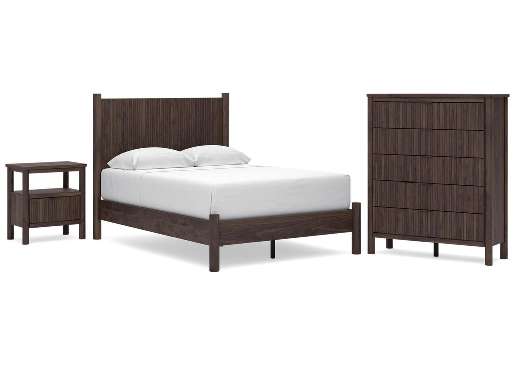 Cadmori Full Panel Platform Bed, Chest and Nightstand