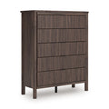 Pamytta Wide Chest of Drawers in Brown, angle view