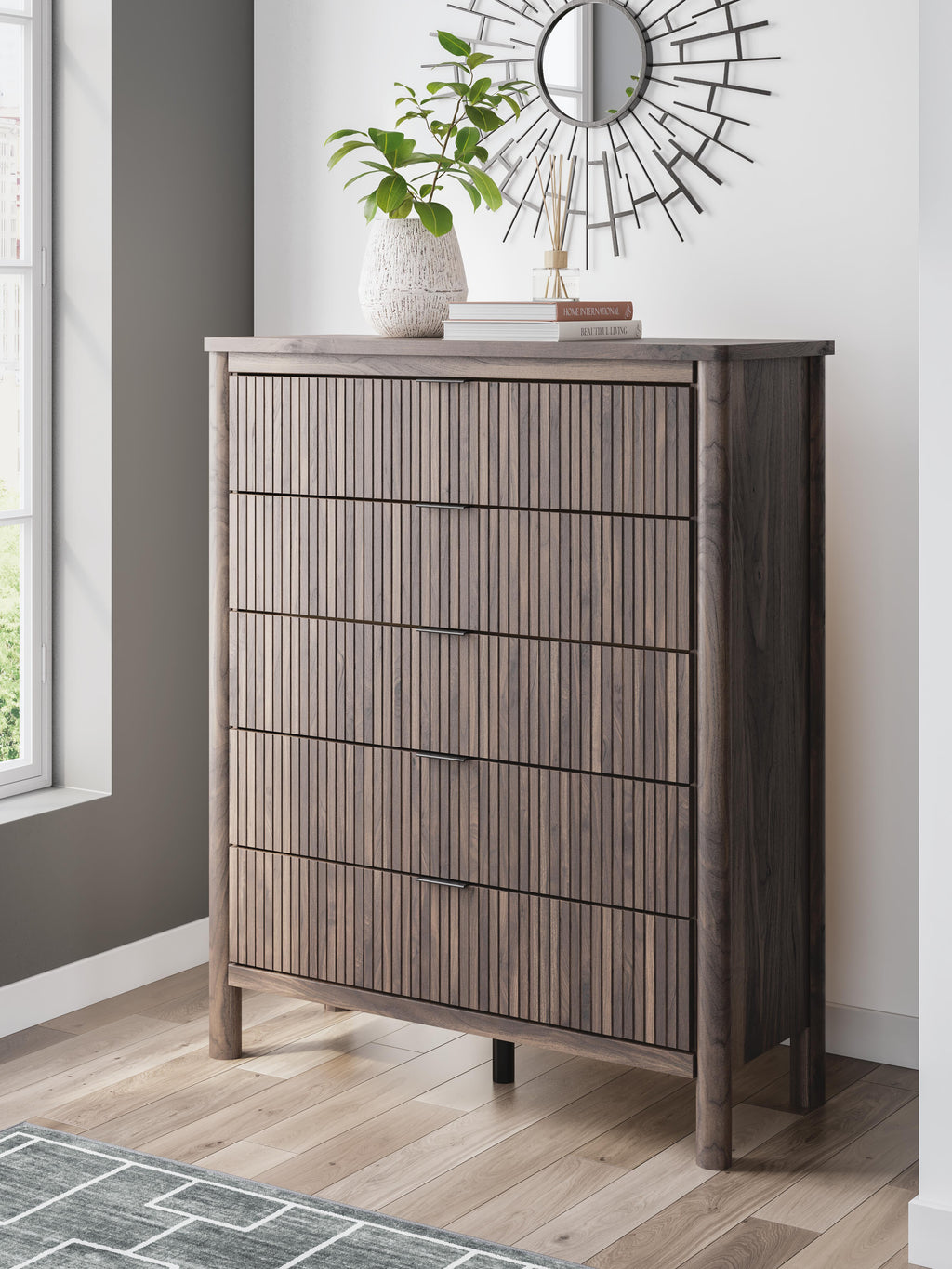 Pamytta Wide Chest of Drawers in Brown, alternate view 2