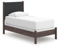 Pamytta Twin Upholstered Panel Bed in Brown, angle view