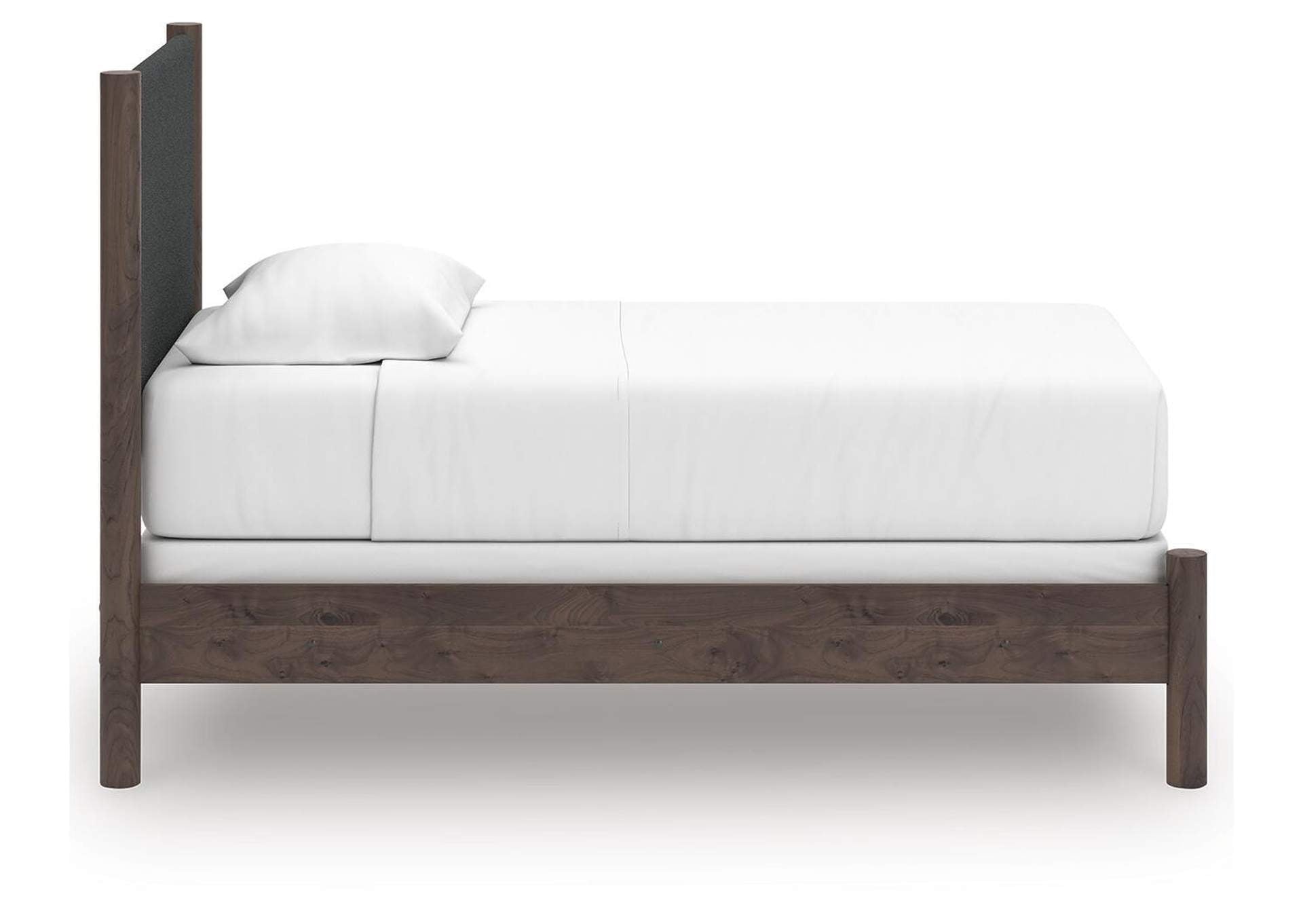 Cadmori Twin Upholstered Panel Bed, Chest and Nightstand side view
