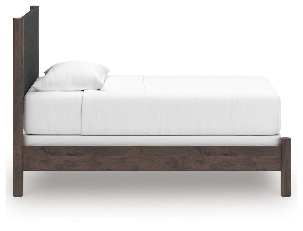 Pamytta Twin Upholstered Panel Bed in Brown, side view