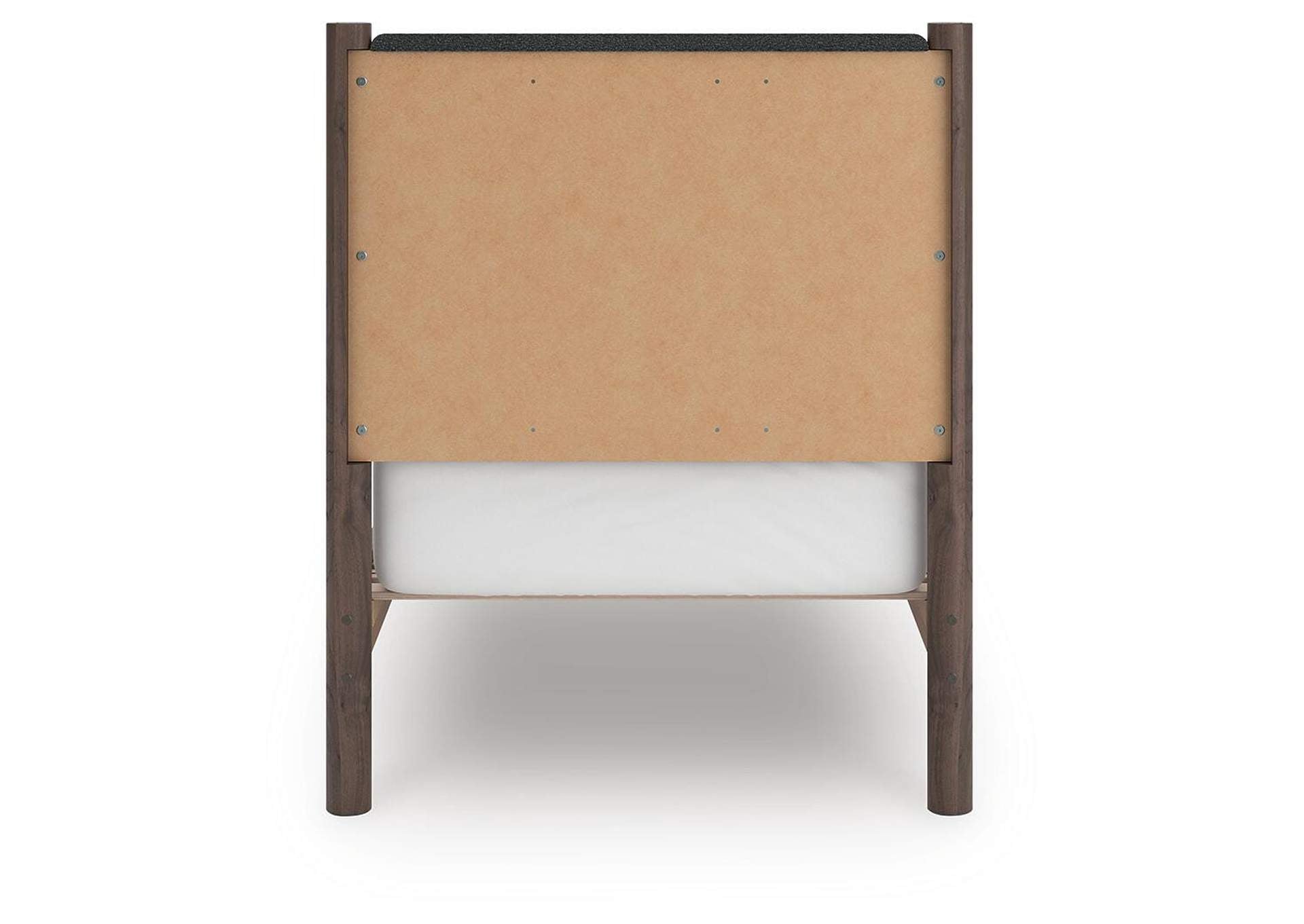 Cadmori Twin Upholstered Panel Platform Bed, Dresser, Mirror and Nightstand