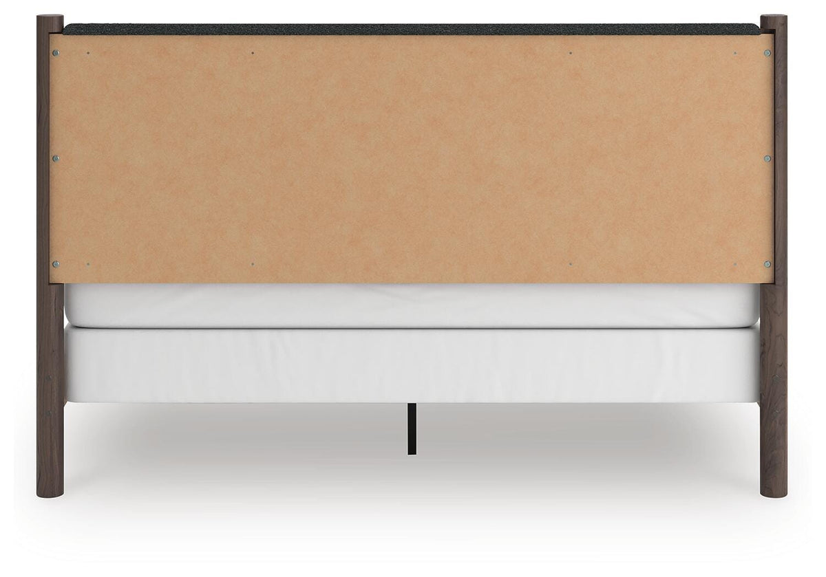 Pamytta King Upholstered Panel Bed in Brown, back view