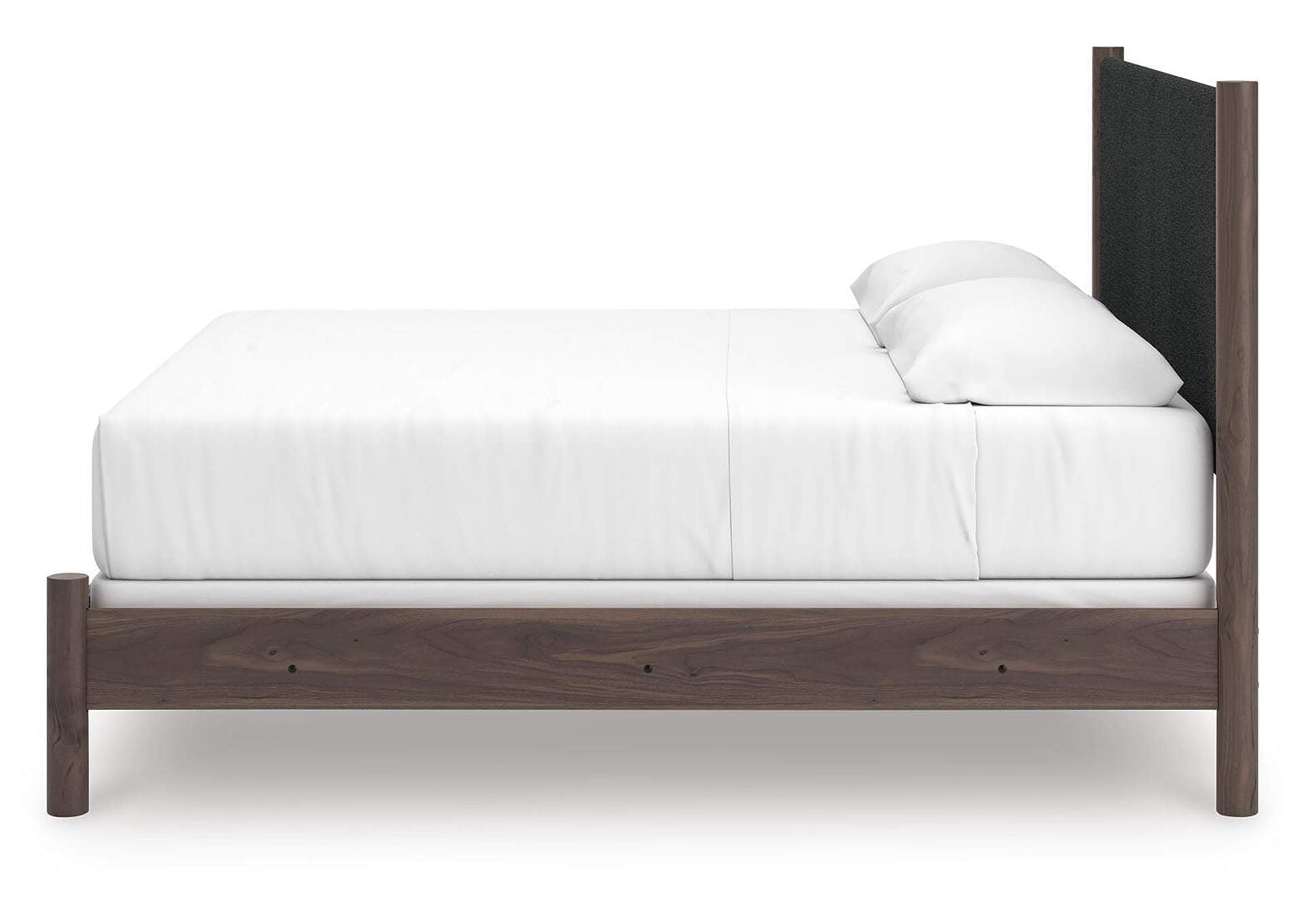 Cadmori King Upholstered Panel Bed and Dresser side view