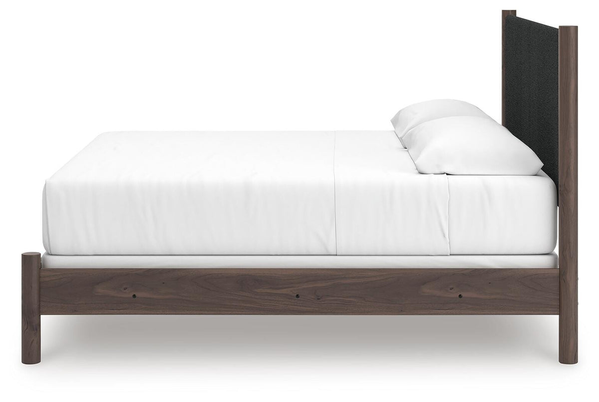 Pamytta King Upholstered Panel Bed in Brown, alternate side view