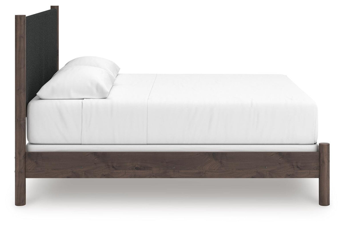 Pamytta King Upholstered Panel Bed in Brown, side view