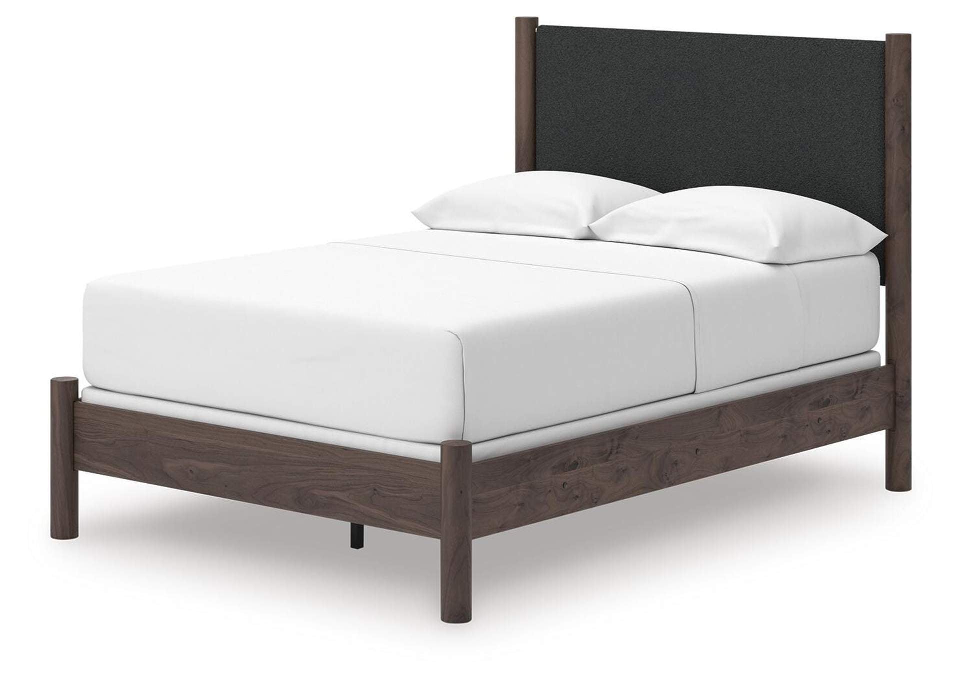 Cadmori Full Upholstered Panel Bed and Dresser angled view