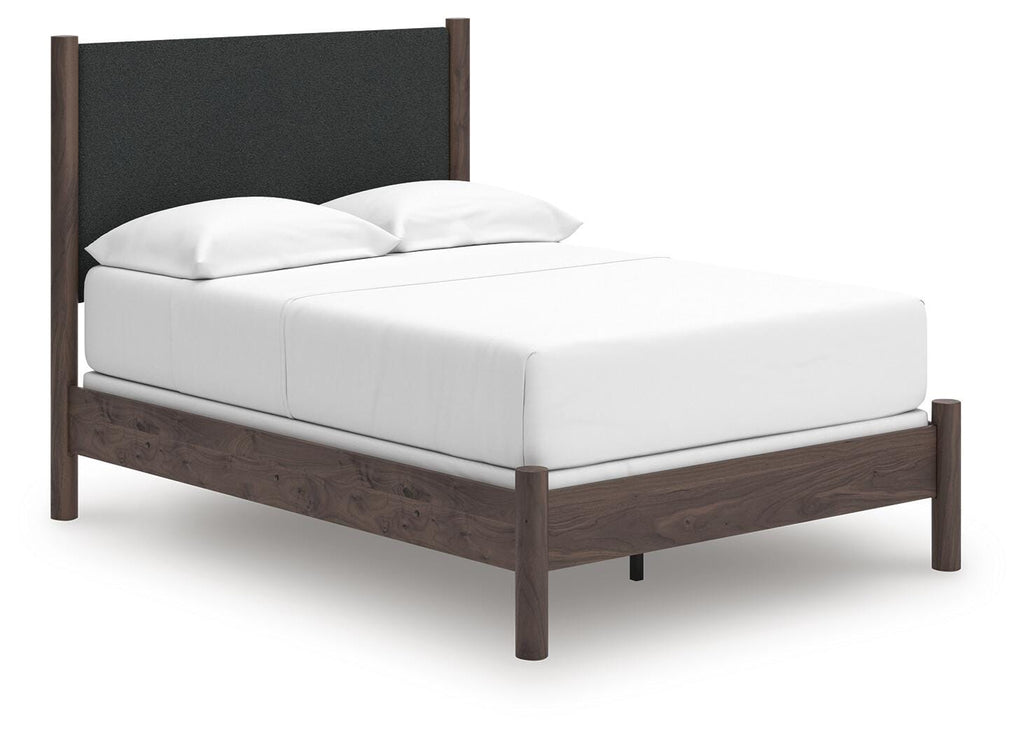 Pamytta Full Upholstered Panel Bed in Brown, angle view