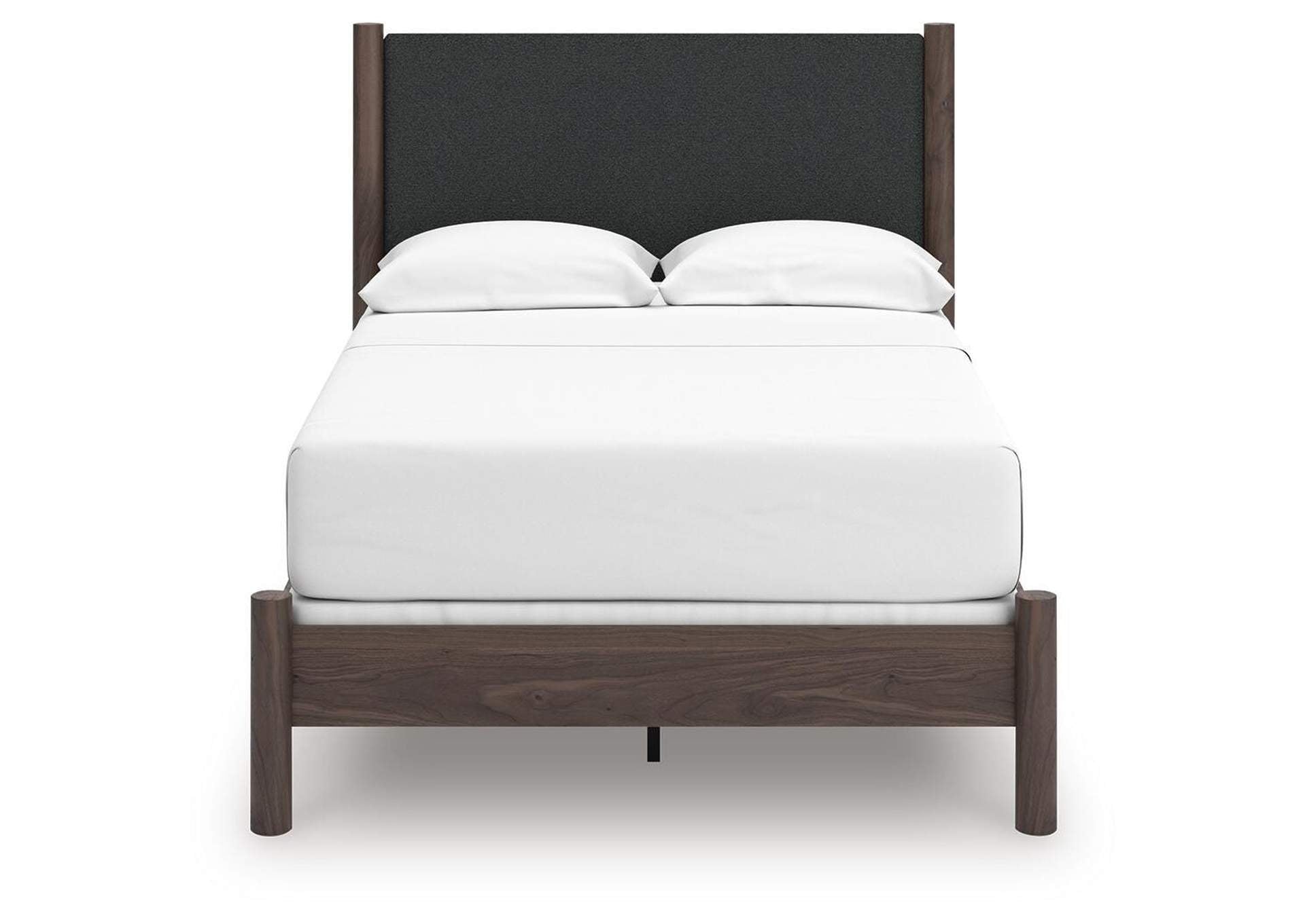 Cadmori Full Upholstered Panel Bed, Dresser, Mirror and Chest