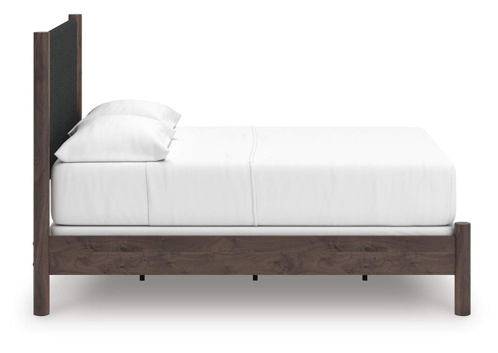 Cadmori Full Upholstered Panel Bed, Dresser and Chest side view