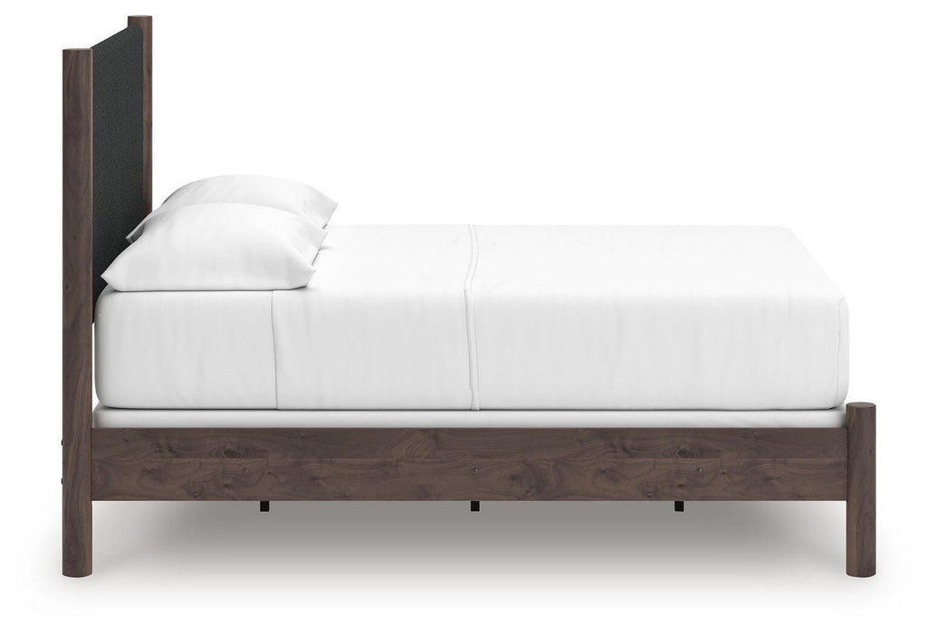 Pamytta Full Upholstered Panel Bed in Brown, side view