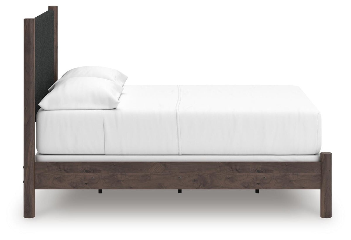Pamytta Full Upholstered Panel Bed in Brown, side view