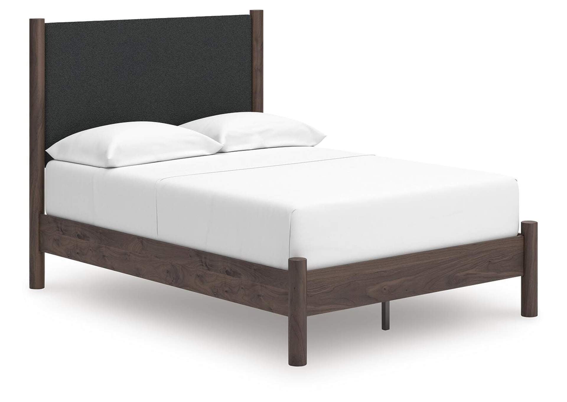 Cadmori Full Upholstered Panel Platform Bed, Dresser, Mirror and Chest angled view