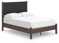 Pamytta Full Upholstered Panel Platform Bed in Brown, angle view