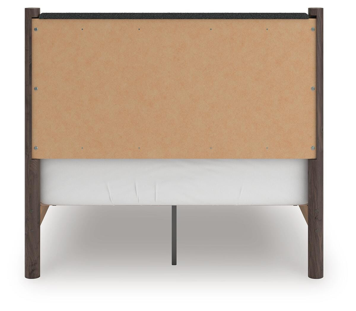 Pamytta Full Upholstered Panel Platform Bed in Brown, back view