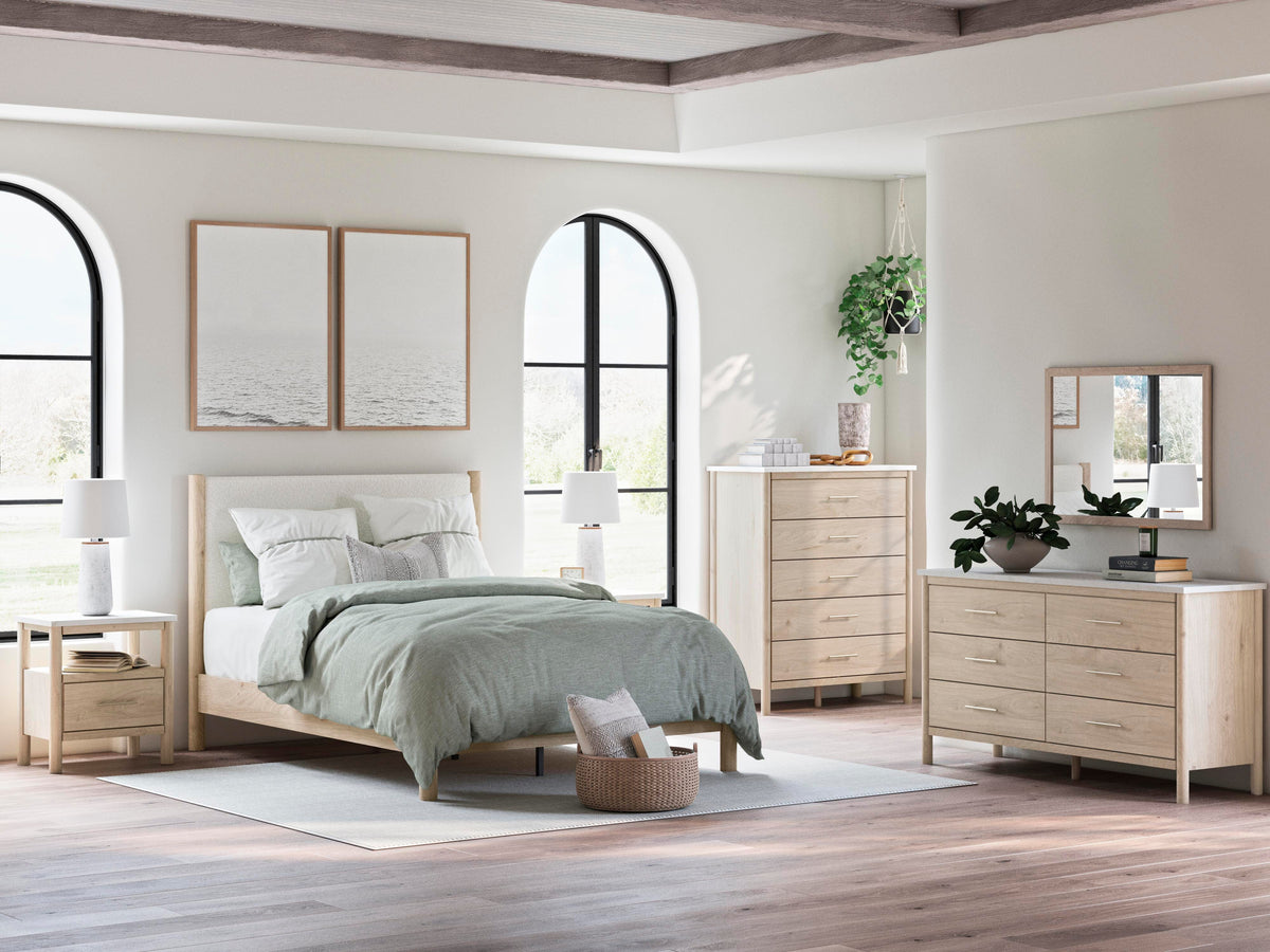 Cadmori Queen Upholstered Panel Bed in Two-tone, alternate view 11