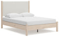 Cadmori Queen Upholstered Panel Bed in Two-tone, angle view