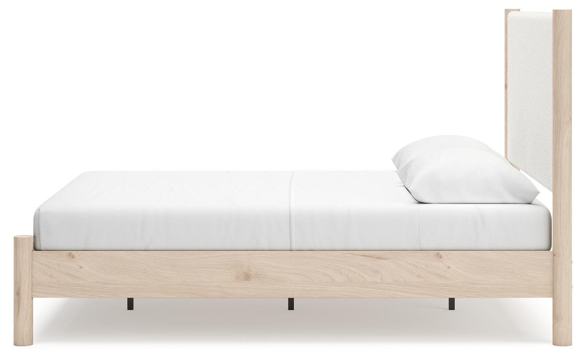 Cadmori Queen Upholstered Panel Bed in Two-tone, alternate side view