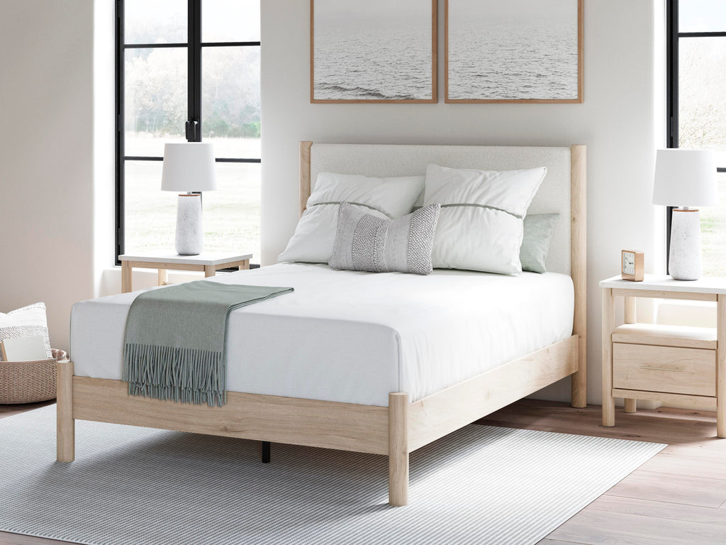 Cadmori Queen Upholstered Panel Bed in Two-tone, alternate view 2