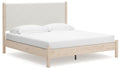 Cadmori King Upholstered Panel Bed in Two-tone, angle view
