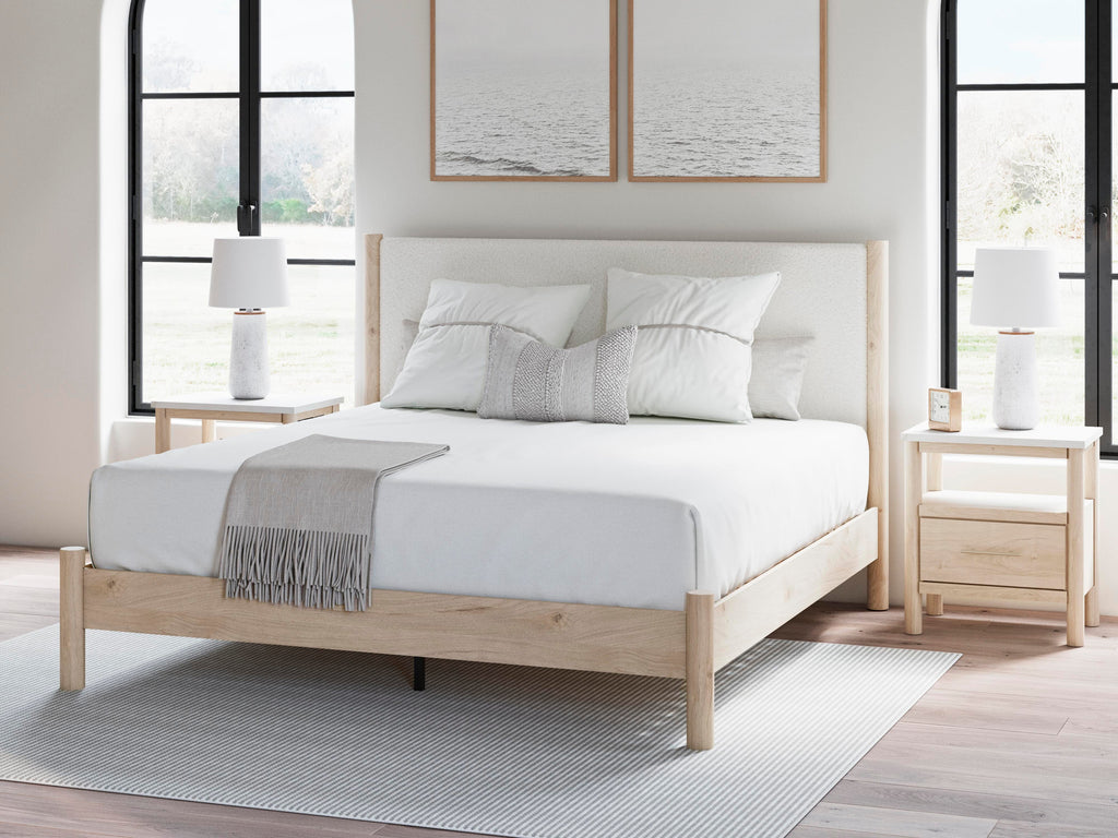 Cadmori King Upholstered Panel Bed in Two-tone, alternate view 2