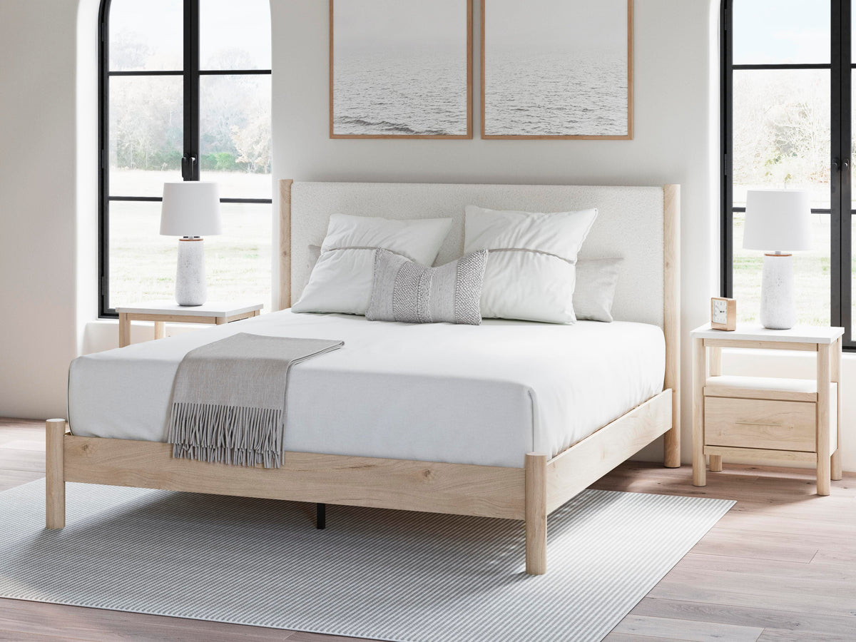 Cadmori King Upholstered Panel Bed in Two-tone, alternate view 2