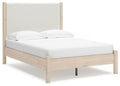Cadmori Full Upholstered Panel Bed in Two-tone, angle view