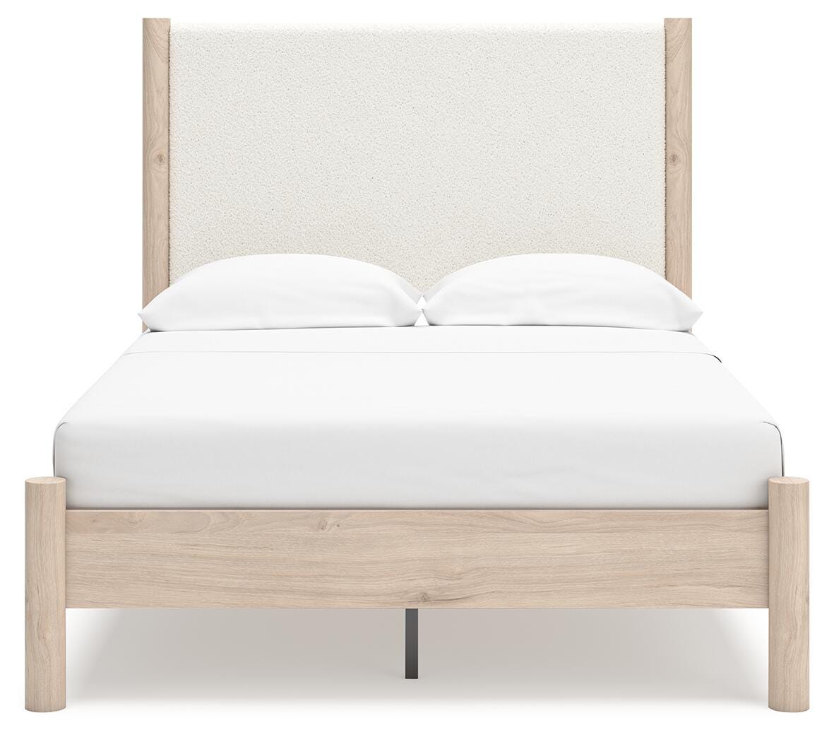 Cadmori Full Upholstered Panel Bed in Two-tone, front view