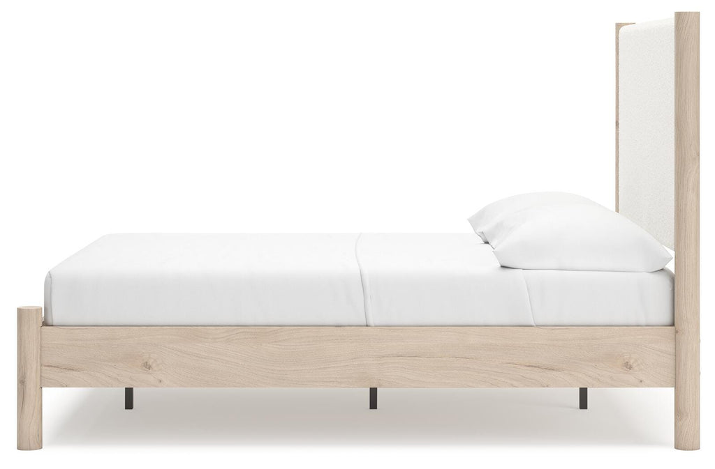 Cadmori Full Upholstered Panel Bed in Two-tone, alternate side view