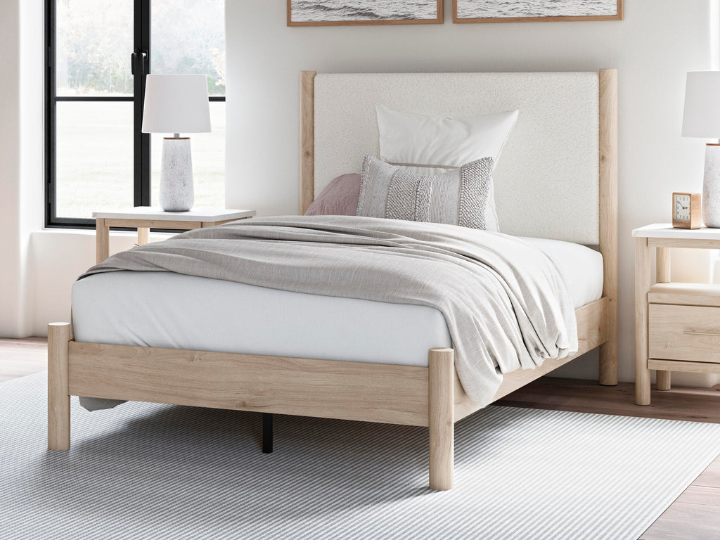 Cadmori Full Upholstered Panel Bed in Two-tone, alternate view 2