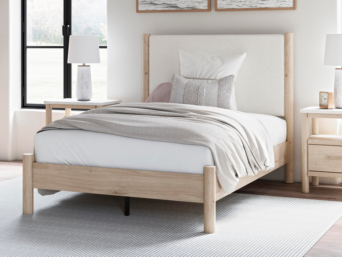 Cadmori Full Upholstered Panel Bed in Two-tone, alternate view 2
