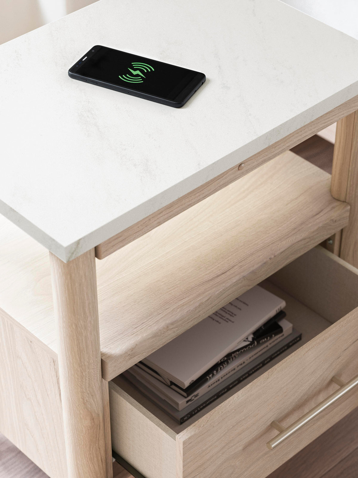 Cadmori Nightstand in Two-tone, detail view