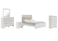 Altyra Queen Panel Bed with Mirrored Dresser, Chest and Nightstand