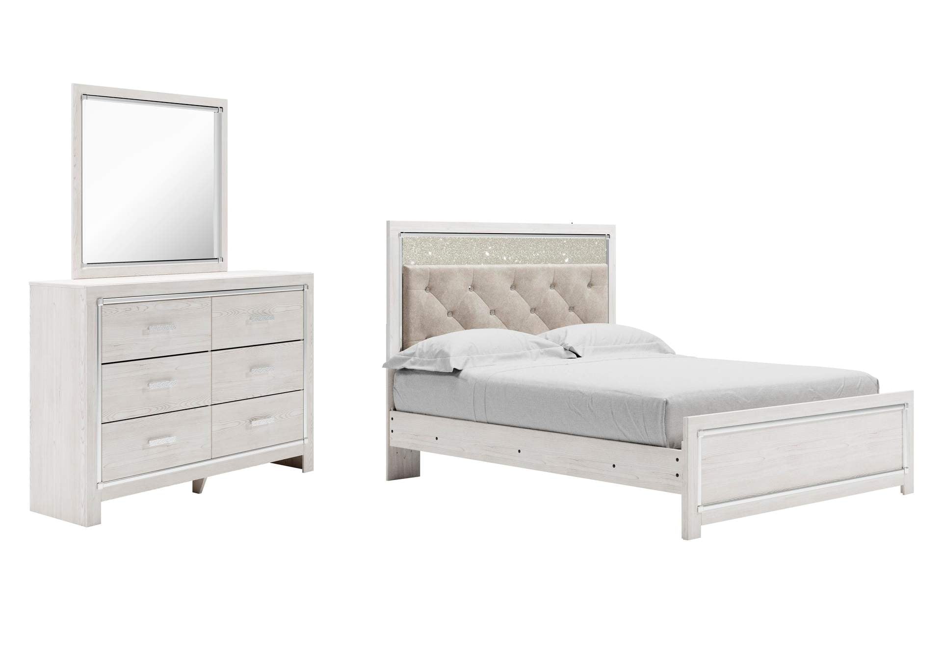 Altyra Queen Panel Bed with Mirrored Dresser