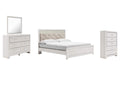 Altyra King Panel Bed with Mirrored Dresser and Chest