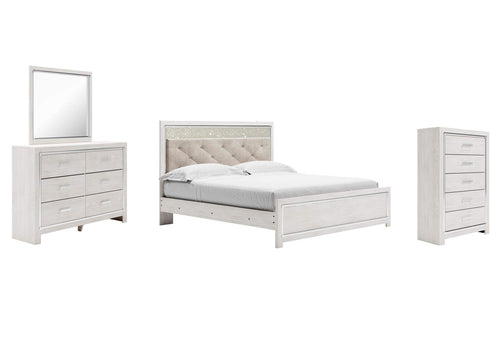 Altyra King Panel Bed with Mirrored Dresser and Chest