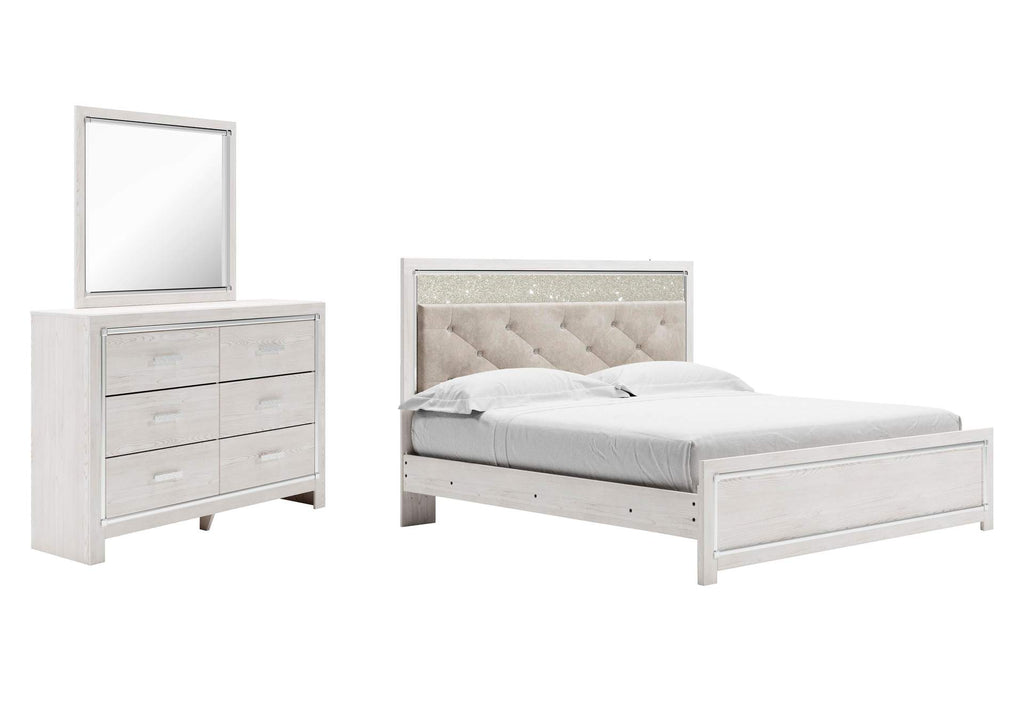 Altyra King Panel Bed with Mirrored Dresser