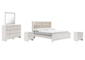 Altyra King Panel Bookcase Bed with Mirrored Dresser and 2 Nightstands